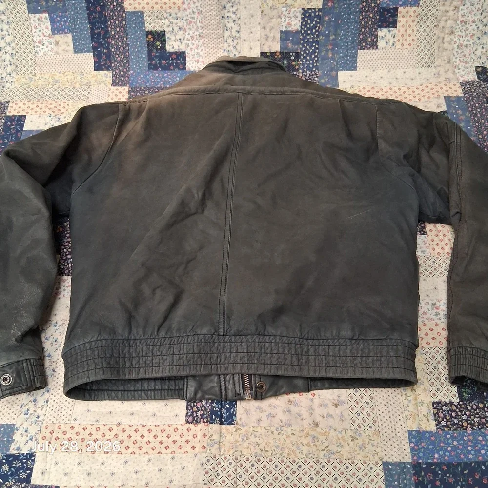 Vintage U2 Wear Me Out Leather Bomber Jacket Mens 40 M Blue Flight Aviator